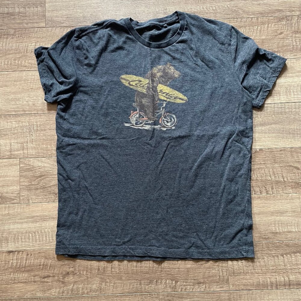 BUNDLE & SAVE! Men's LUCKY BRAND blue-grey t-shirt, surfing bear, size L